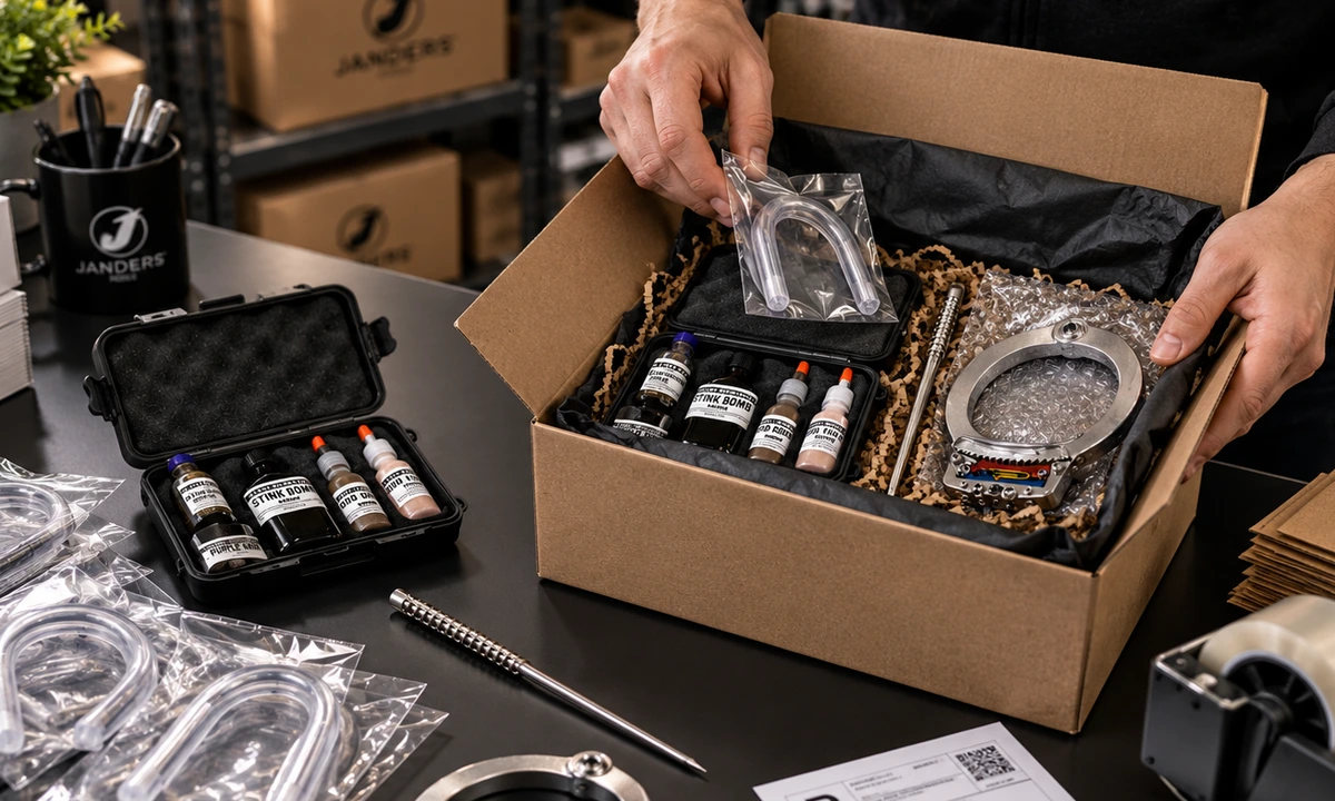 E-commerce packing and shipping image featuring Janders products
