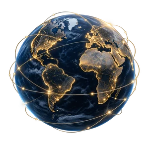 Illuminated Earth representing global reach